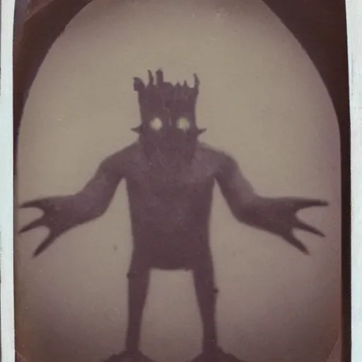 Image similar to an old polaroid of a creepy monster