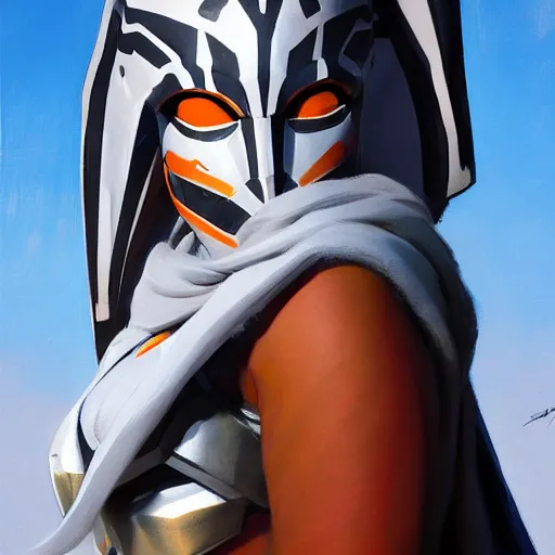 Image similar to greg manchess portrait painting of armored ahsoka tano as overwatch character, medium shot, asymmetrical, profile picture, organic painting, sunny day, matte painting, bold shapes, hard edges, street art, trending on artstation, by huang guangjian and gil elvgren and sachin teng