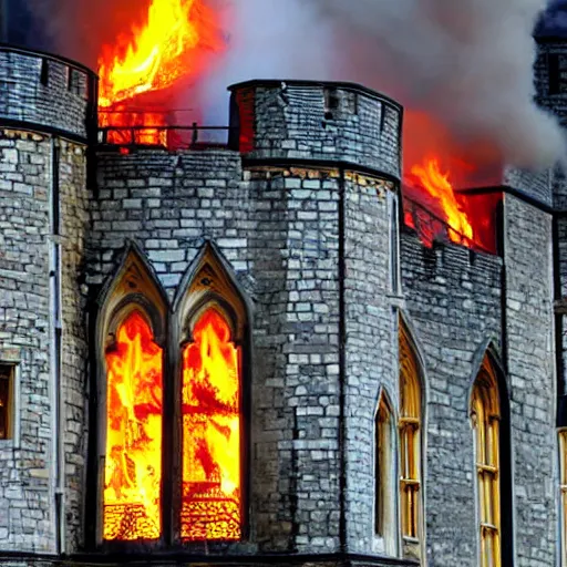 Image similar to windsor castle on fire