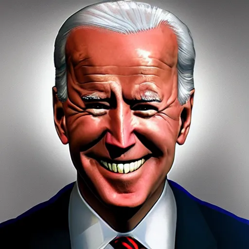 Prompt: joe biden with blank white eyes, artstation