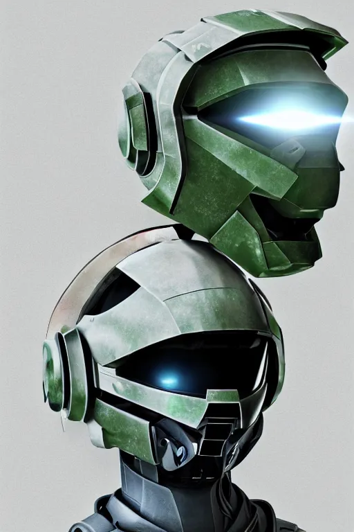 Image similar to robot ninja mask helmet halo master chief radiating a glowing aura global illumination ray tracing hdr fanart arstation by ian pesty and katarzyna da „ bek - chmiel