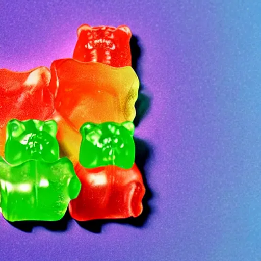 Prompt: gummy bear made out of skin
