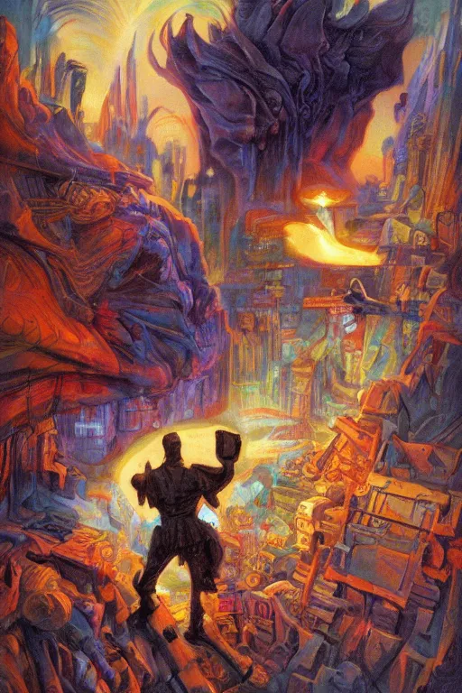 Prompt: bedding bakery, painted by julie bell and vaughn bode and alan gutierrez and earl norem, trending on artstation, rembrandt lighting high angle view movie poster, concept art, fresco, blade runner 2 0 4 9, needlepoint