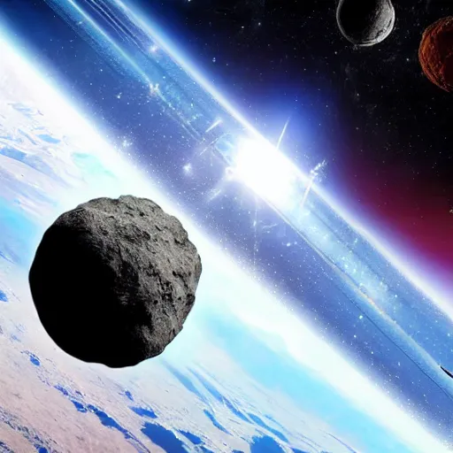 Image similar to futuristic asteroid colony in space