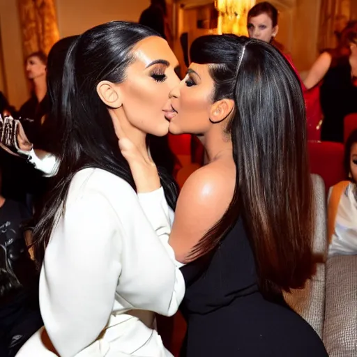 Image similar to kim kardashian french kissing ariana grande