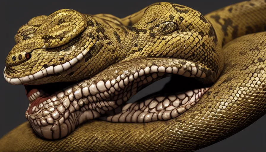 Image similar to hybrid of a happy snake and sad clown, diamonds, rule of thirds, beautiful detailed face, ultra realistic, concept art, intricate details, serious, highly detailed, photorealistic, octane render, 8 k, unreal engine.