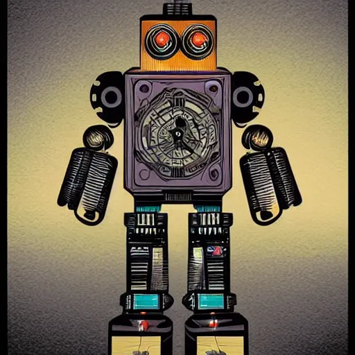 Image similar to intricate transformer clockwork robot made of microcircuitry by dan mumford