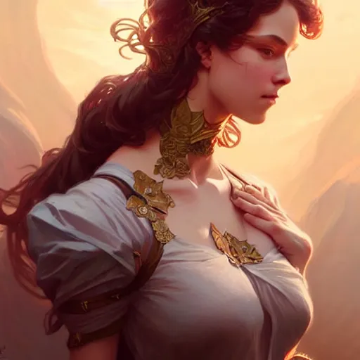 Image similar to A girl fantasy upper body, D&D, fantasy, intricate, elegant, highly detailed, digital painting, artstation, concept art, smooth, sharp focus, illustration, art by artgerm and greg rutkowski and alphonse mucha