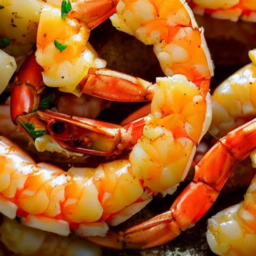 Image similar to close up high resolution photo of shrimp, very tasty, food photography, instagram, trending