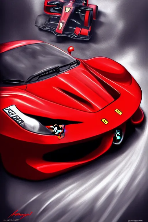 Prompt: ferrari, fantasy, highly detailed, 4 k, hdr, smooth, sharp focus, high resolution, award - winning photo, artgerm, photorealistic