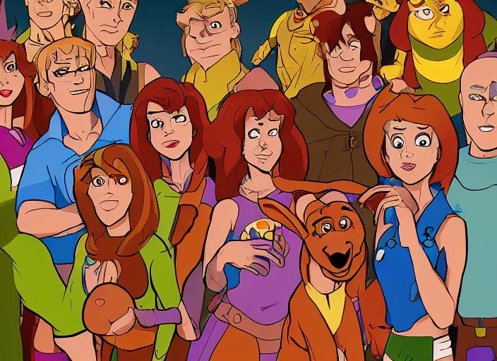 Prompt: Scooby Doo and the Gang, digital art, trending on artstation