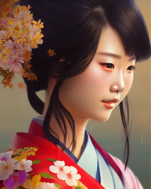 Image similar to a beautiful okinawa girl wear elegant yukata in festival | | summer night, realistic shaded, pleasant face, good looking, fine details, 4 k realistic, cryengine, realistic shaded lighting poster by greg rutkowski, magali villeneuve, artgerm, jeremy lipkin and michael garmash and rob rey