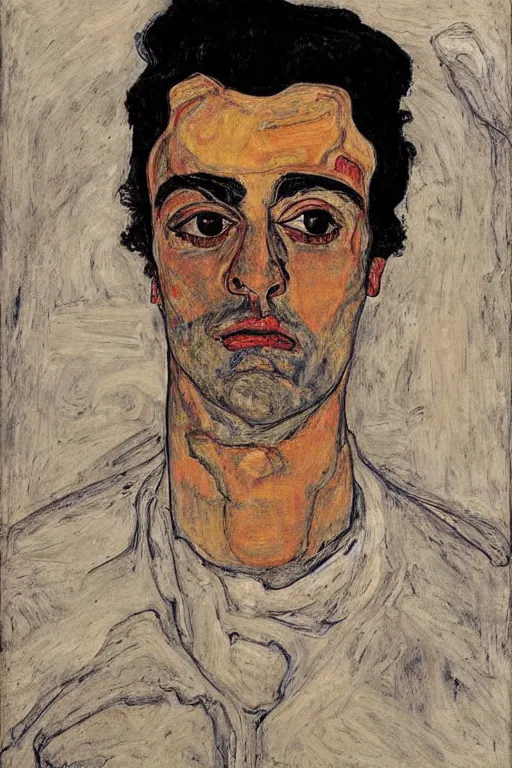 Image similar to portrait of Oscar Isaac, Egon Schiele