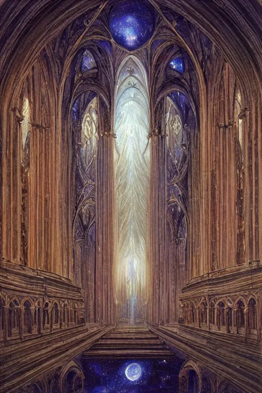 Prompt: Beautiful Astral Cathedral with Elaborate Architecture , foreboding cosmicsky by james gurney, Caspar David Friedrich,