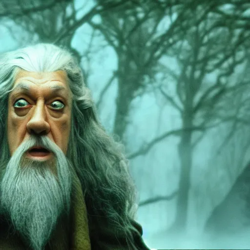 Prompt: gandalf as a frog, lord of the rings, movie film still, 4 k, cinematic, beautiful light