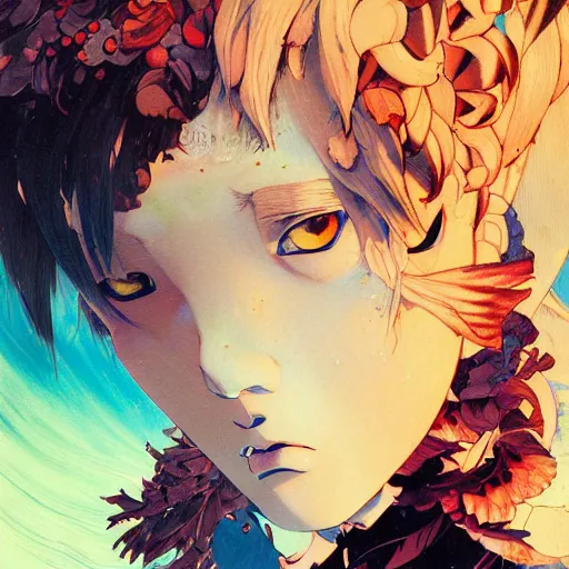 Image similar to prompt : fighter portrait soft light painted by james jean and katsuhiro otomo and erik jones, inspired by evangeleon anime, smooth face feature, intricate oil painting, high detail illustration, sharp high detail, manga and anime 1 9 9 0