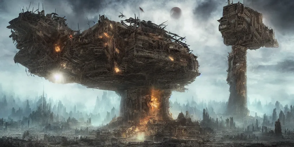 Prompt: the last city on earth, fantasy apocalypse, dystopian, digital art, 4 k