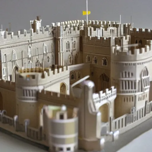 Image similar to a model of windsor castle made of paper clips