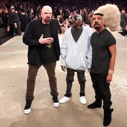 Prompt: Walter White's surprise appearance at Kanye West's St Pablo Tour