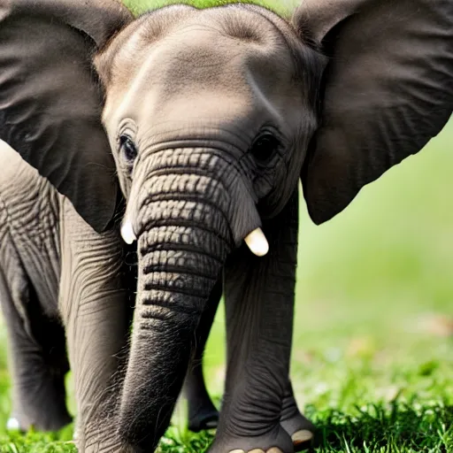 Prompt: baby elephant from south africa, the baby elephant is studying at harvard business school, realistic, detailed