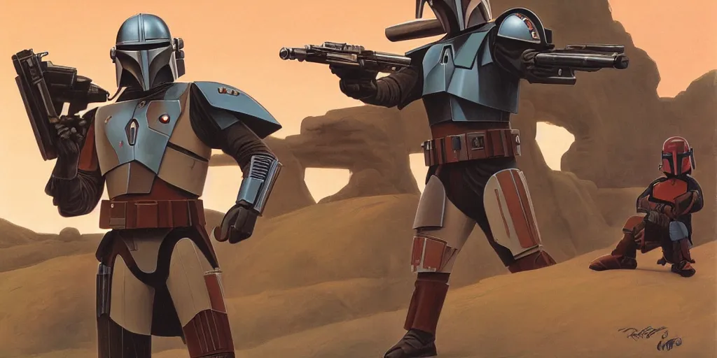 Image similar to Mandalorian concept art by Ralph McQuarrie