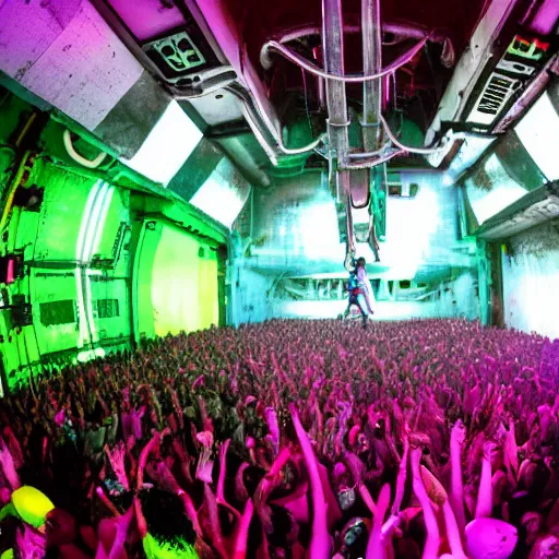 Image similar to A rave in a nuclear reactor