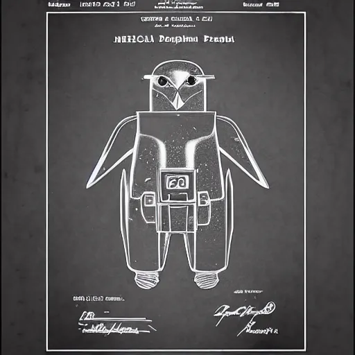 Prompt: Mecha penguin, Patent drawing