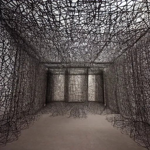 Image similar to fantastical structures by Chiharu Shiota