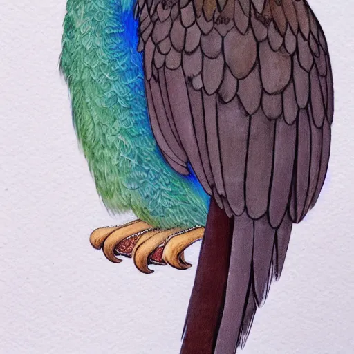 Prompt: A detailed painting of a male Resplendant Quetzal on a white bacground, watercolour, white matte