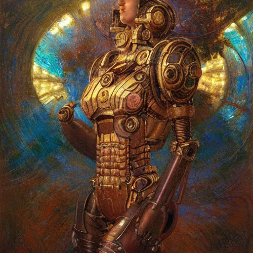 Image similar to highly detailed portrait of an humanoid robotic chameleon mecha, painting by gaston bussiere, craig mullins, j. c. leyendecker, lights, art by ernst haeckel, john william godward, hammershøi,