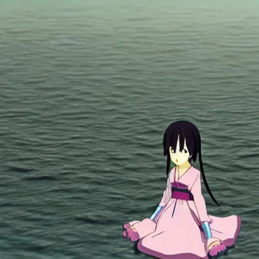 Image similar to a screenshot of hatsune miku in the film spirited away ( 2 0 0 1 )