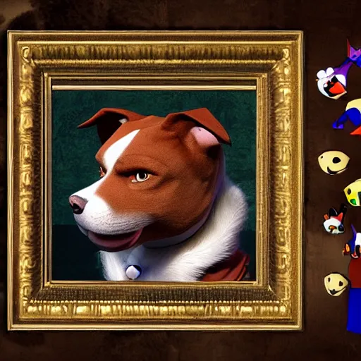 Image similar to a original sonic character based off of a brown pitbull, renaissance painting, digital art, furry, elegant, brown fur, pitbull, bulky, sonic oc, sonic forces style