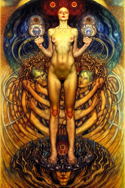 Image similar to Divine Chaos Engine by Karol Bak, Jean Delville, William Blake, Gustav Klimt, and Vincent Van Gogh, symbolist, visionary