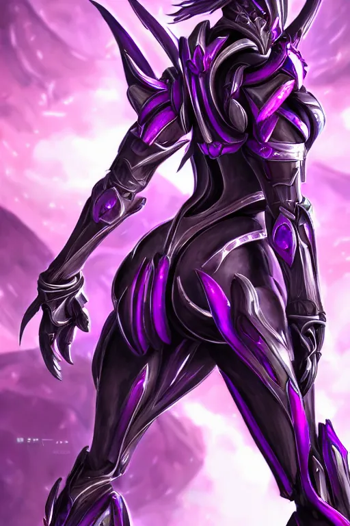 Prompt: rear shot hyperdetailed elegant beautiful stunning hot sexy giantess anthropomorphic mecha female dragon goddess, sharp spines, sharp metal ears, smooth purple eyes, smooth fuschia skin, silver armor, in space, epic proportions, epic scale, epic size, warframe destiny fanart, furry, dragon art, goddess art, giantess art, furaffinity, octane render