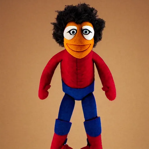 Prompt: omni - man as a muppet. highly detailed felt. hyper real photo. 4 k.