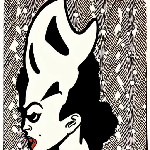 Image similar to the bride of frankenstein illustration by roy lichtenstein