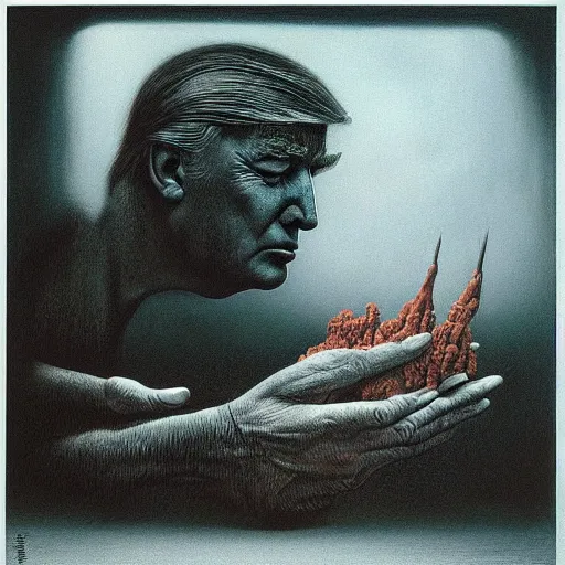 Prompt: Donald Trump. Pitiful. Zdzisław Beksiński