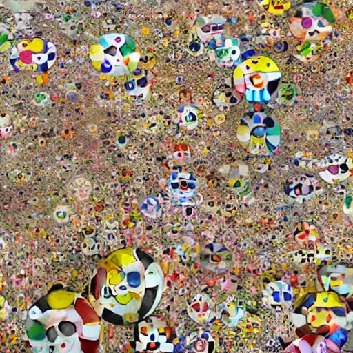 Image similar to a bunch of toys that are in the air, a detailed painting by Takashi Murakami, polycount, rococo, made of insects, detailed painting, made of flowers