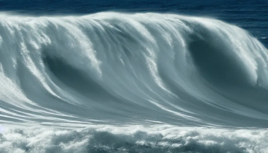 Prompt: a giant smooth sea wave, professional, realistic, cinematic, establishing shot