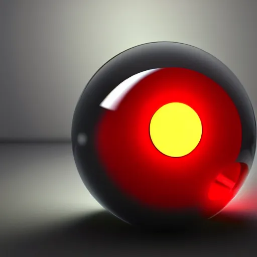 Image similar to a shiny floating spherical robot with one glowing red eye