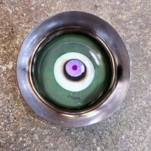 Prompt: ashtray with an eyeball in it