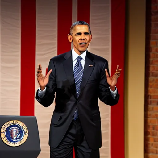 Image similar to president obama hosting jerry springer show, 4 k, hyper realistic, dslr, high resolution, landscape, beautiful