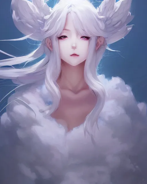 Prompt: character concept art of a an anime cloud goddess | | cute - fine - face, pretty face, realistic shaded perfect face, fine details by stanley artgerm lau, wlop, rossdraws, james jean, andrei riabovitchev, marc simonetti, and sakimichan, tranding on artstation