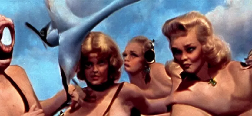 Prompt: an epic dynamic film still from a roger corman film, hyperrealistic