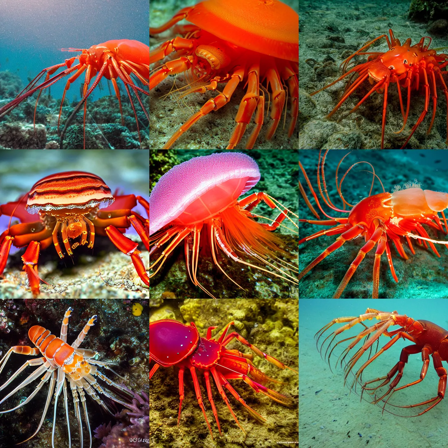 Prompt: a lobster-jellyfish-lobster, wildlife photography