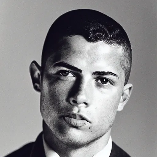 Image similar to head and shoulders of ronaldo luis nazario de lima by yousuf karsh, halo, high detail