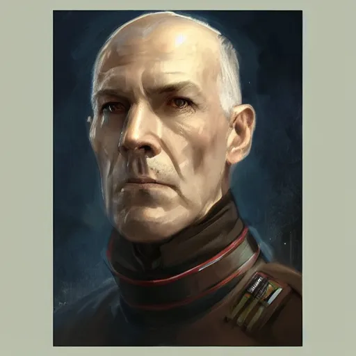 Prompt: portrait of a man by greg rutkowski, great admiral thrawn, short black hair in military style, tall, star wars expanded, universe, he is about 5 0 years old, wearing white colored imperial admiral uniform, artstation hq