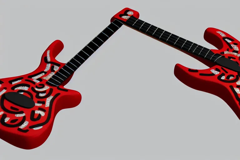 Image similar to keith haring guitar, 3d render