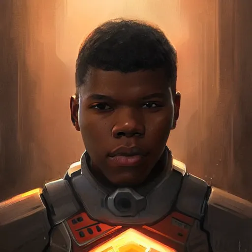 Prompt: portrait of a man by greg rutkowski, he looks like john boyega, star wars expanded universe, he is about 2 5 years old, wearing the tactical gear of the galactic alliance, digital painting, artstation, concept art, smooth, sharp foccus ilustration, artstation hq