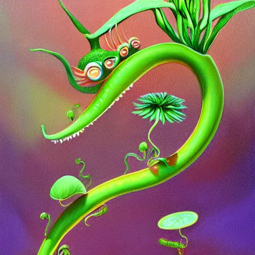 Prompt: anthropomorphic venus fly trap plant magical realism 8k detailed painting